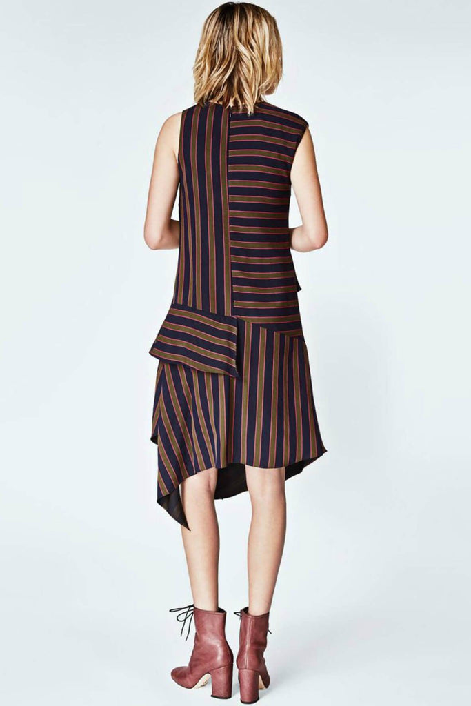 Earhart Stripe Asymmetrical Dress - Nicole Miller