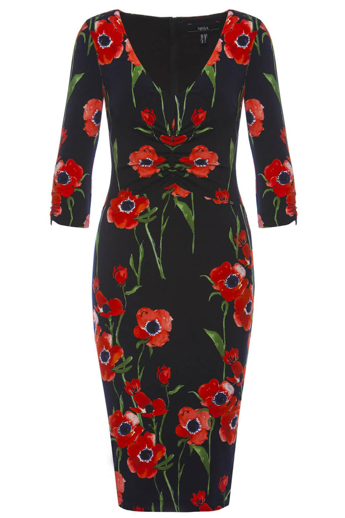 Bodycon Dress with Floral Print - Nissa