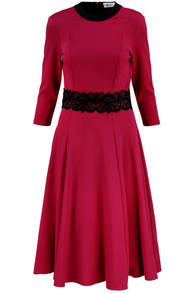 Fit & Flare Dress with Velvet Lace - Nissa