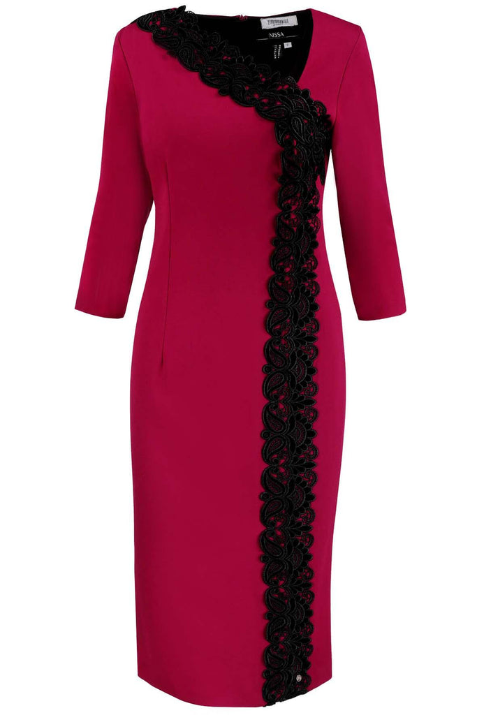 Fitted Dress with Velvet Lace - Nissa