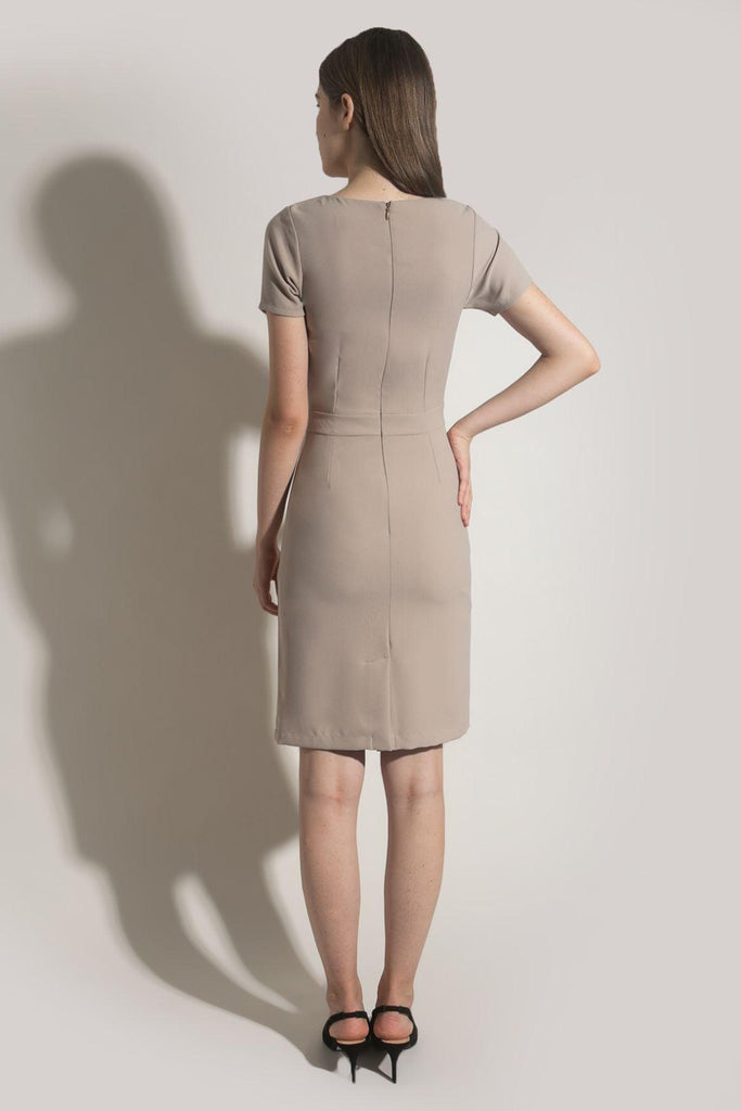 Asymmetric Neck with Slit Pencil Dress - Odile