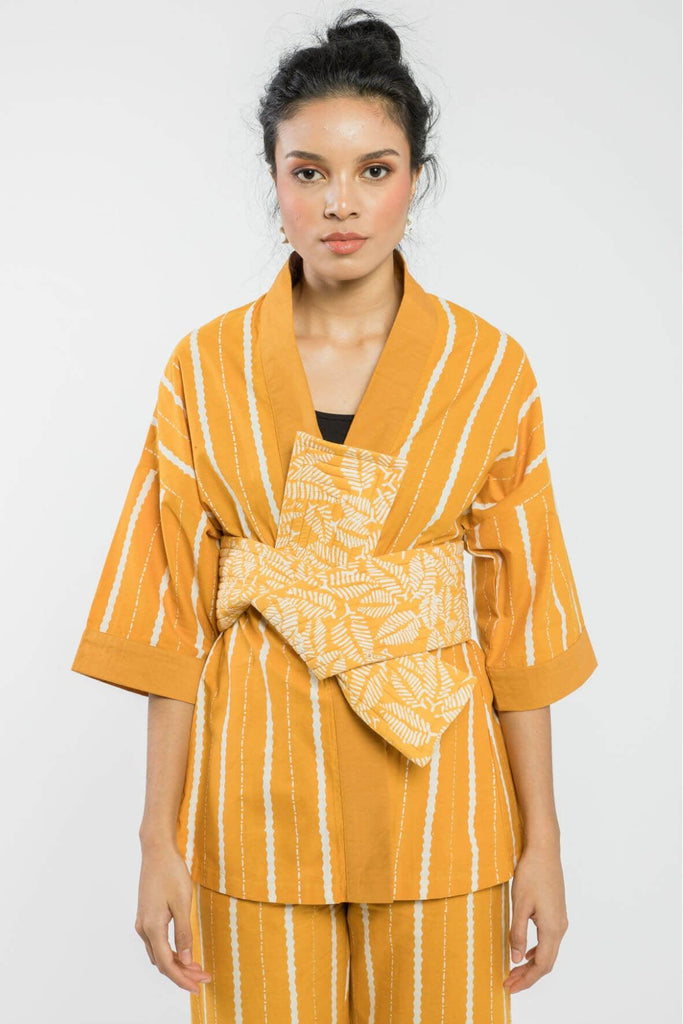 Yellow Gili Batik Outer + Yellow Kendari Batik Obi - Oemah Etnik