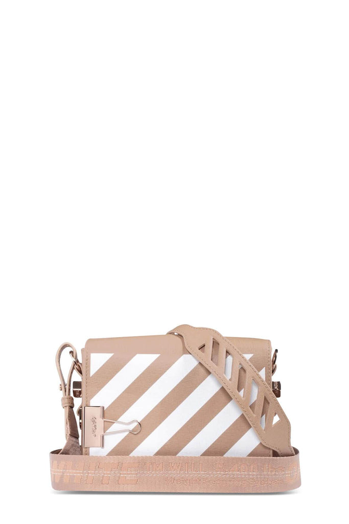 Diagonal Stripes Binder Clip Bag Nude - OFF-WHITE