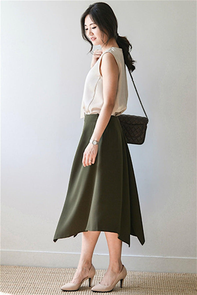 Green Asymmetric Skirt - Oh Mira