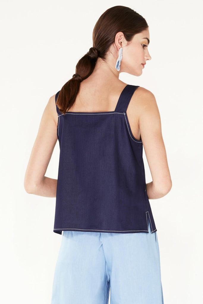Denim Top with Contrast Stitching - Paisie