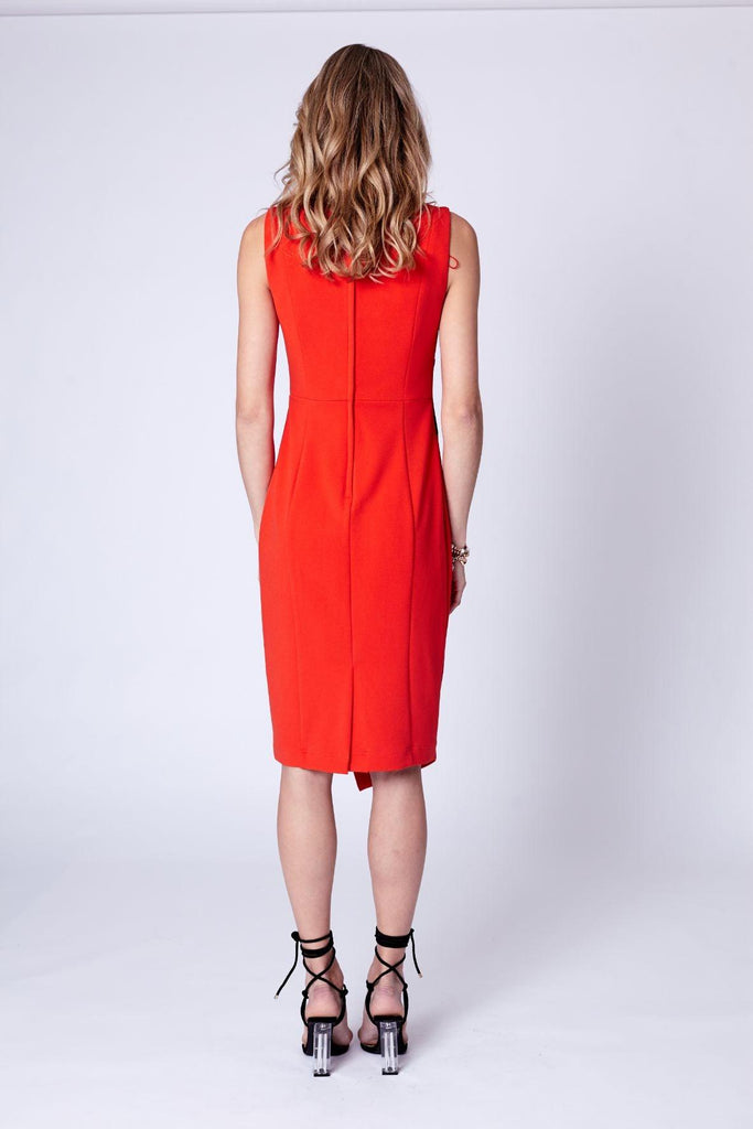 Karen Color Block Fitted Dress Red - Pink Ruby
