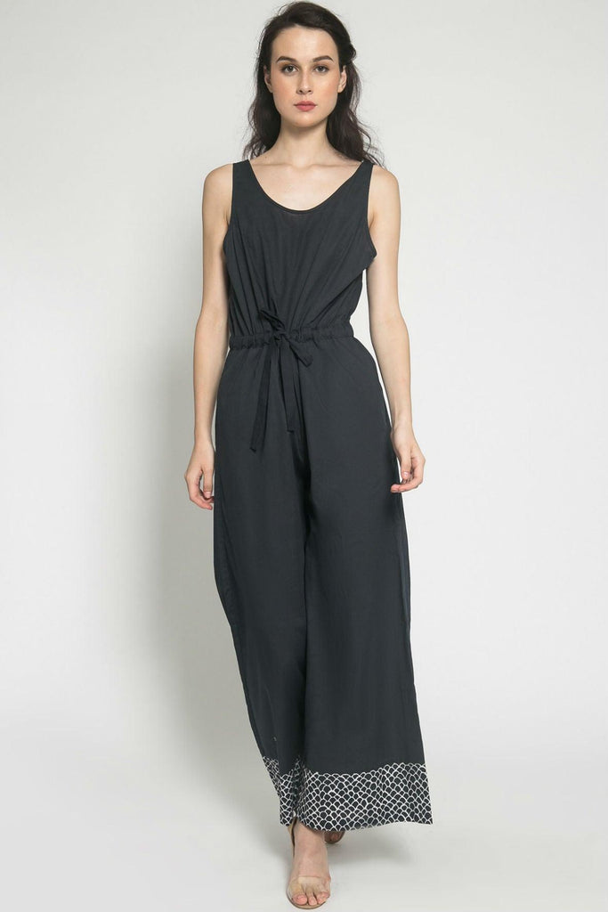 Grinsing Small Motive Navy Jumpsuit - Populo