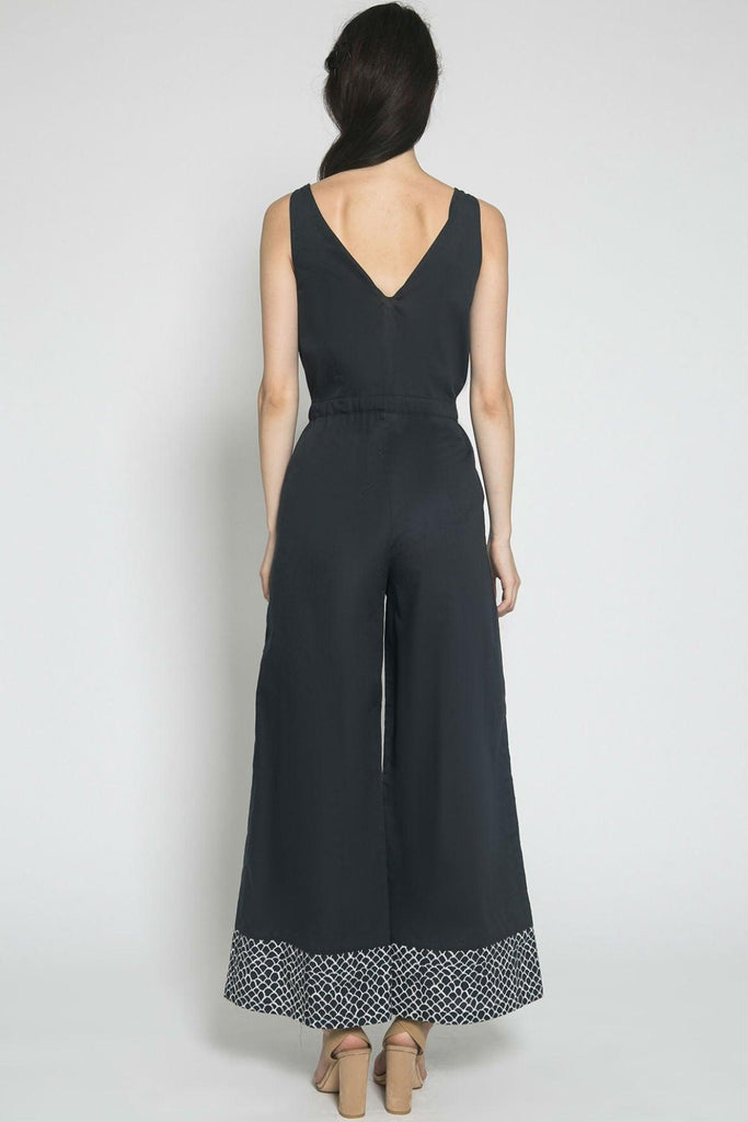 Grinsing Small Motive Navy Jumpsuit - Populo