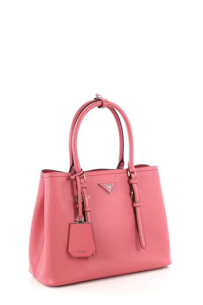 Medium Saffiano Cuir Covered Strap Double Bag Pink - PRADA