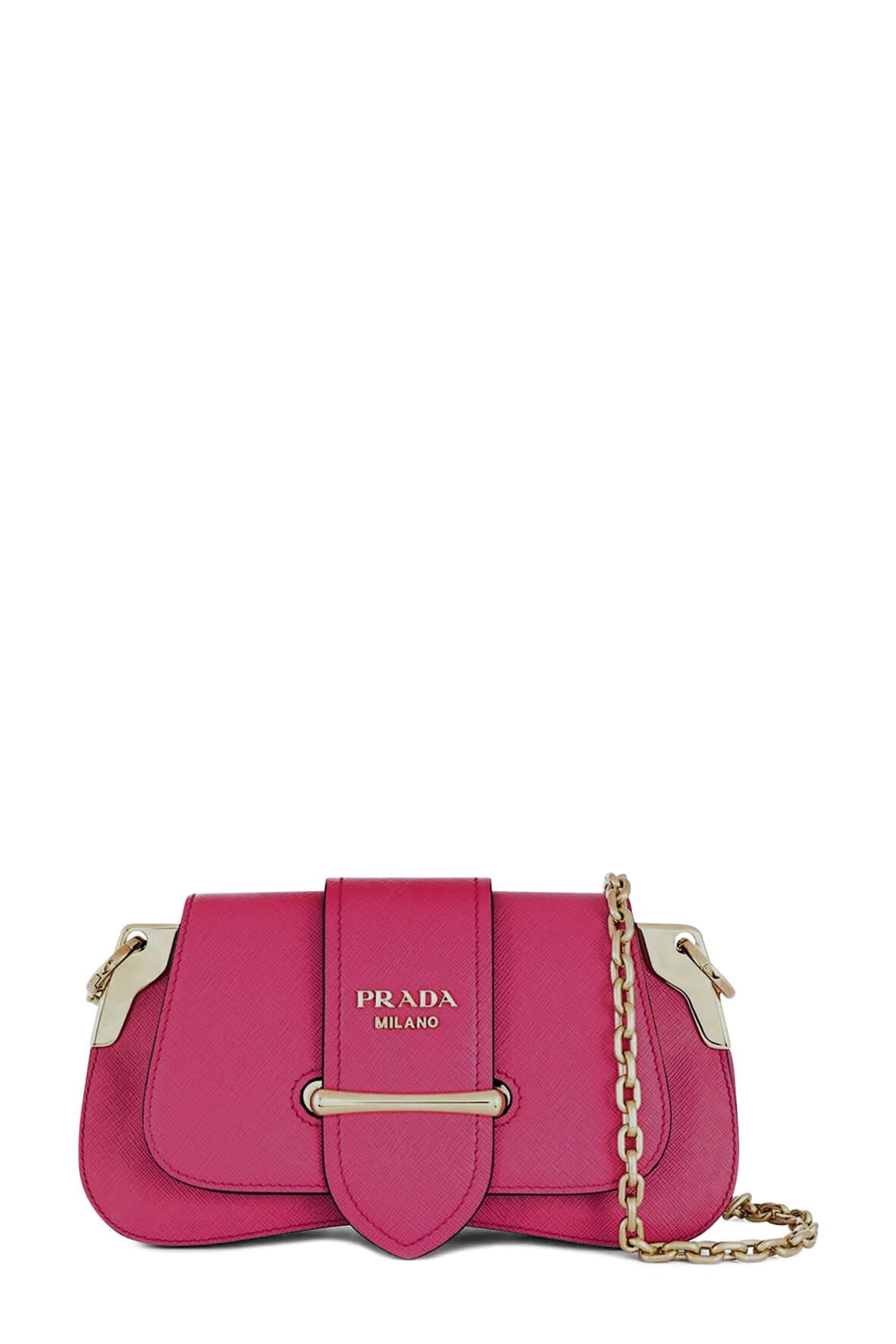 PRADA Medium Saffiano Leather Panier Bag Magenta Pink
