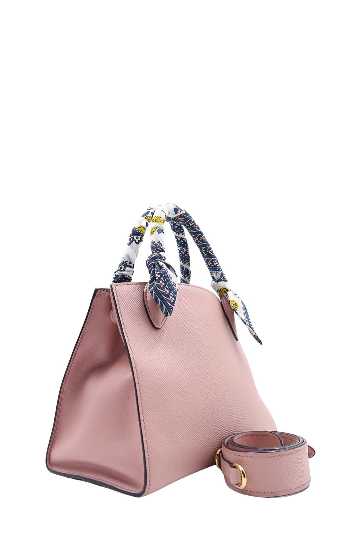 Prada Medium Saffiano Cuir Monochrome Bag - Pink Handle Bags