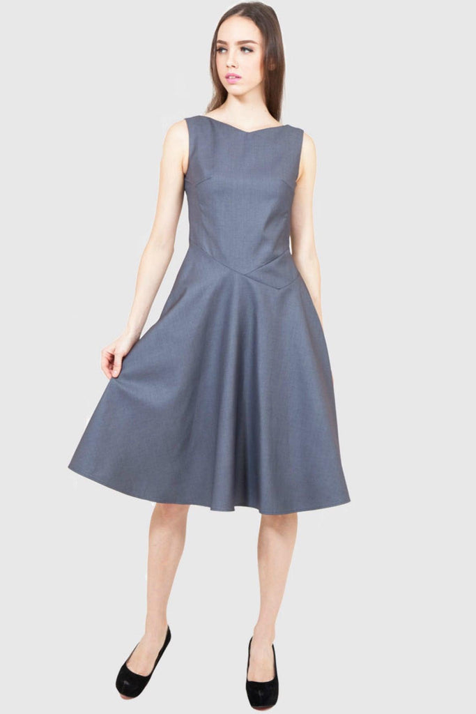 Grey A Line Dress With Structured Top - Ray & Luna