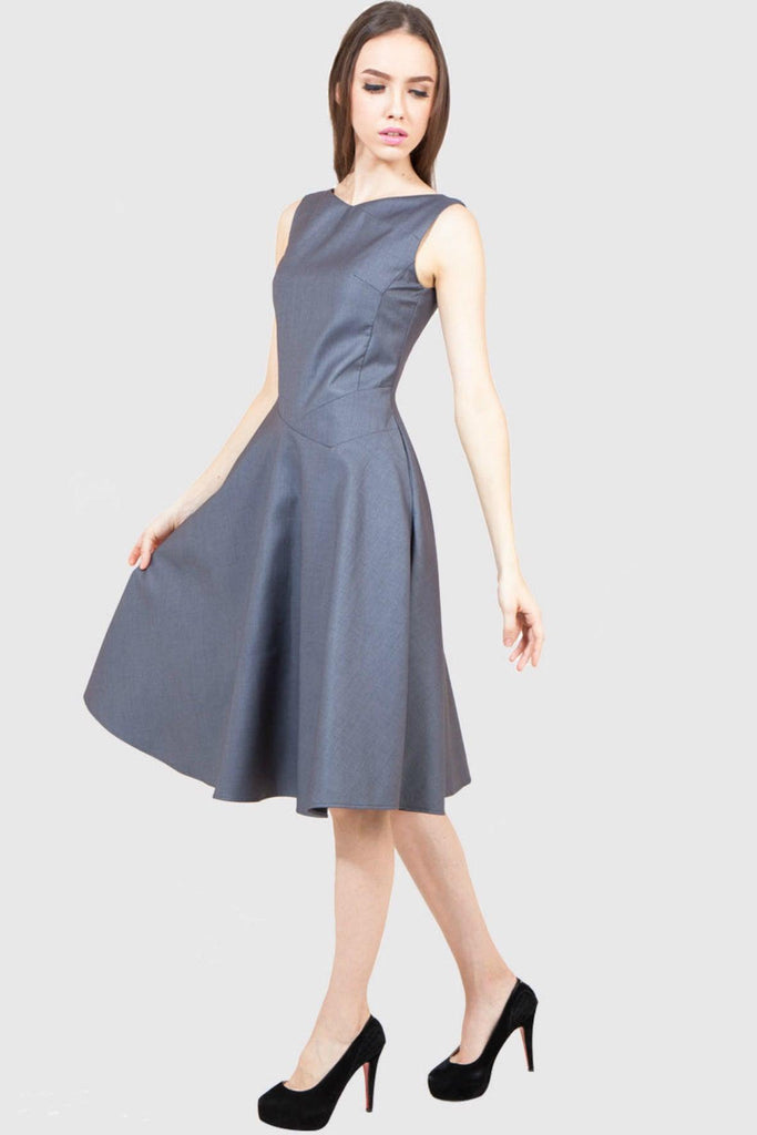 Grey A Line Dress With Structured Top - Ray & Luna