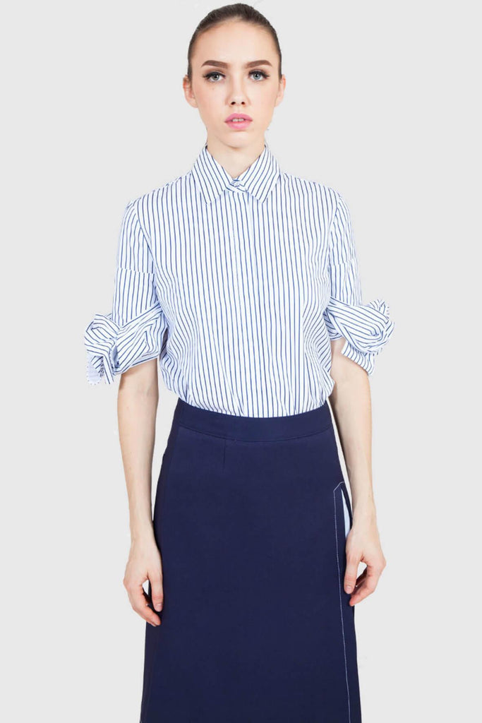 Knotted Sleeve Striped Shirt - Ray & Luna