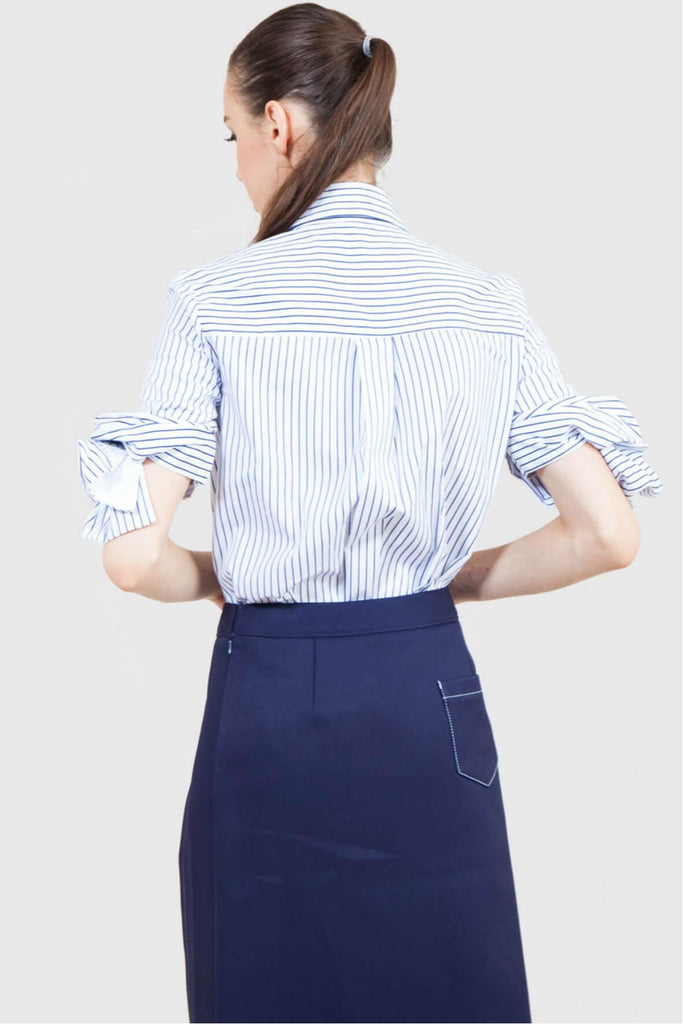 Knotted Sleeve Striped Shirt - Ray & Luna