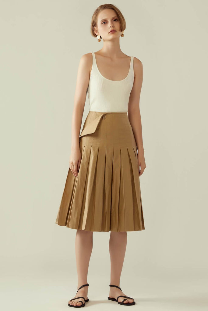 Pleated wrap skirt with flap - RYE
