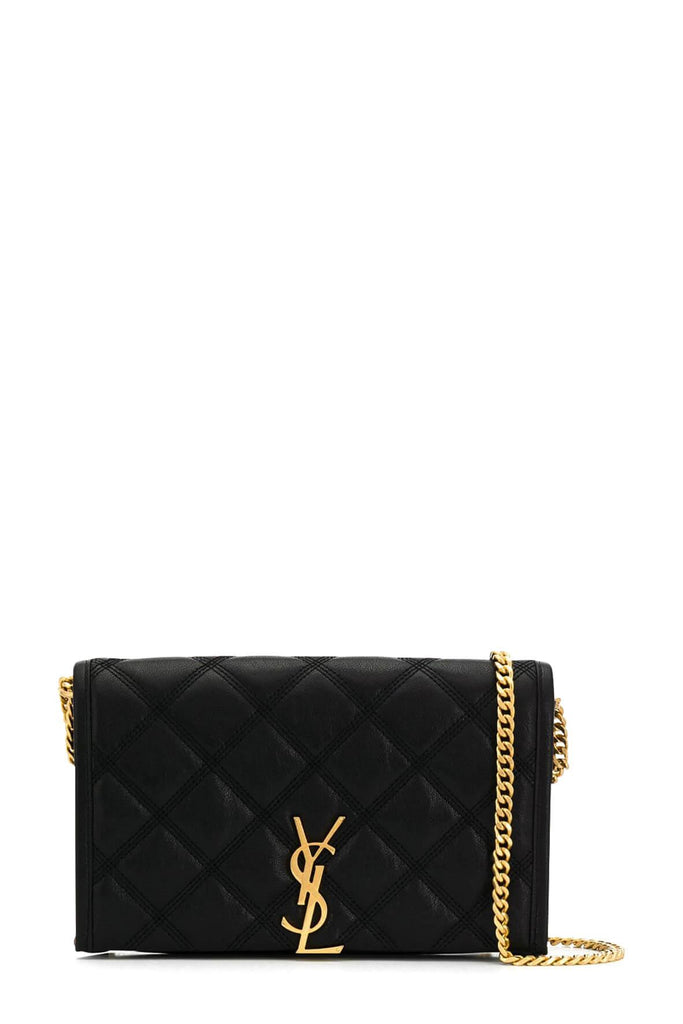 Becky Diamond-Quilted Chain Wallet Black - SAINT LAURENT