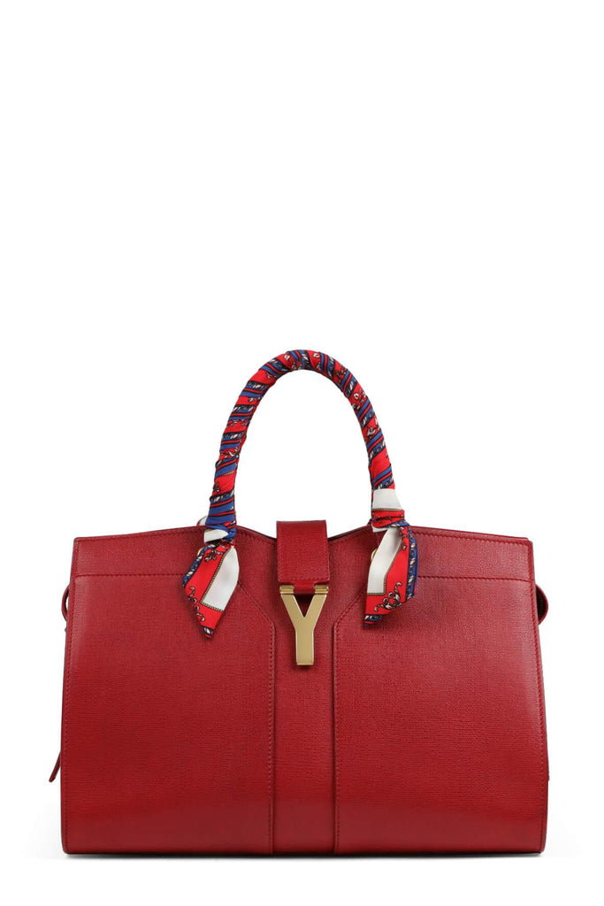Medium Cabas Chyc Tote Red with Handle Wraps - SAINT LAURENT