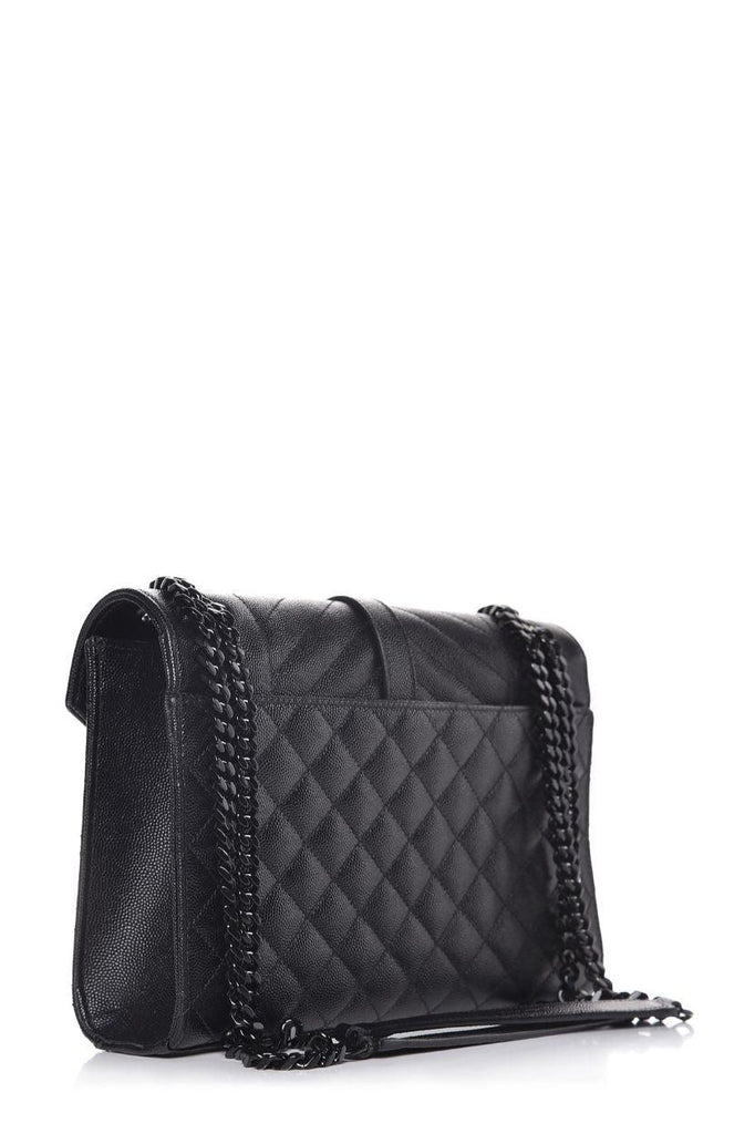 Medium Mix Matelasse Monogram Envelope Bag Black with Black Hardware - Saint Laurent