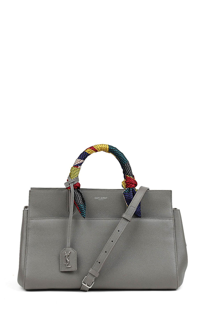 Small Cabas Rive Gauche Grey with Front Pocket and Handle Wraps - Saint Laurent
