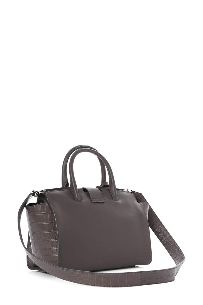 Small Downtown Cabas Tote with Crocodile Embossed Sides Earth - Saint Laurent