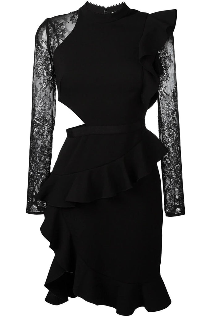 Ophelia Long Sleeve Lace & Jersey Dress - Self Portrait