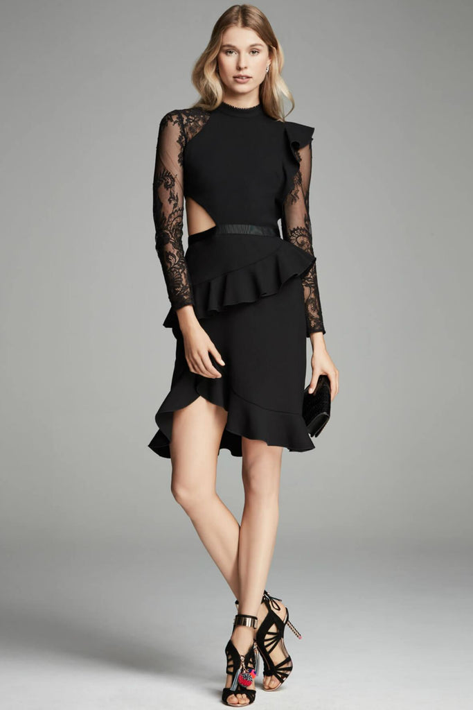 Ophelia Long Sleeve Lace & Jersey Dress - Self Portrait