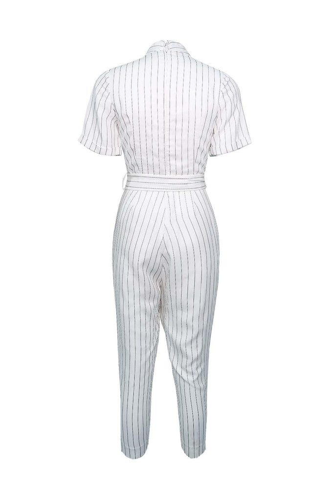Black and White Striped Jumpsuit - Sheike