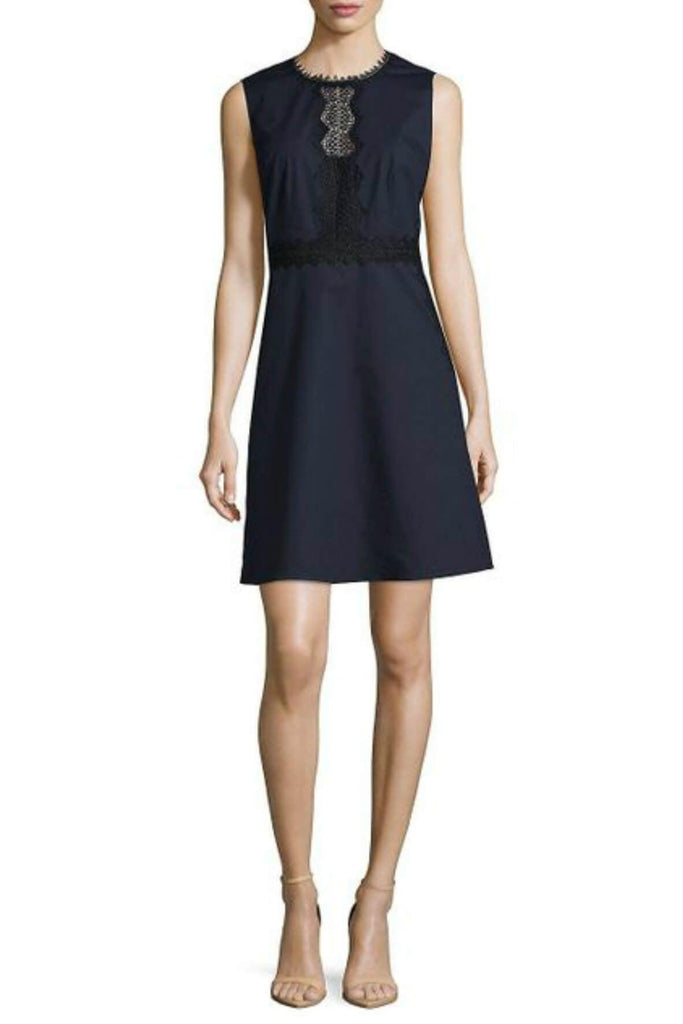 Embroidered Lace Accented Dress - T Tahari
