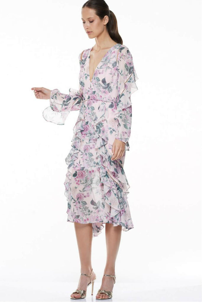 Floral Pleasure Long Sleeve Midi Dress - Talulah