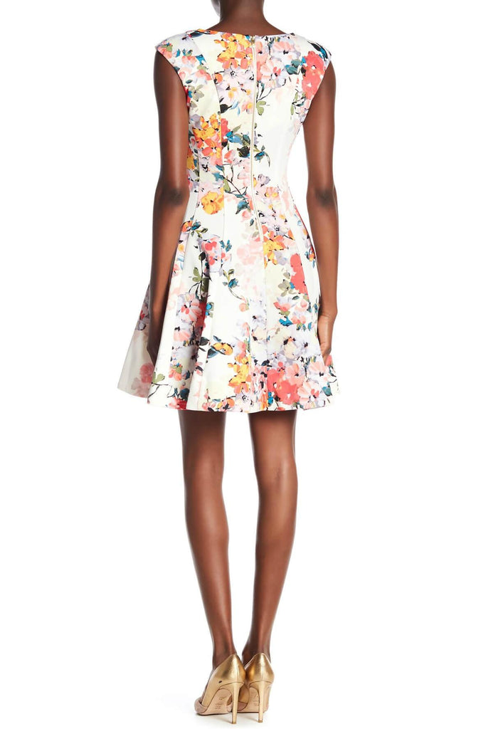 Coral Floral Fit and Flare Dress - Taylor Dress