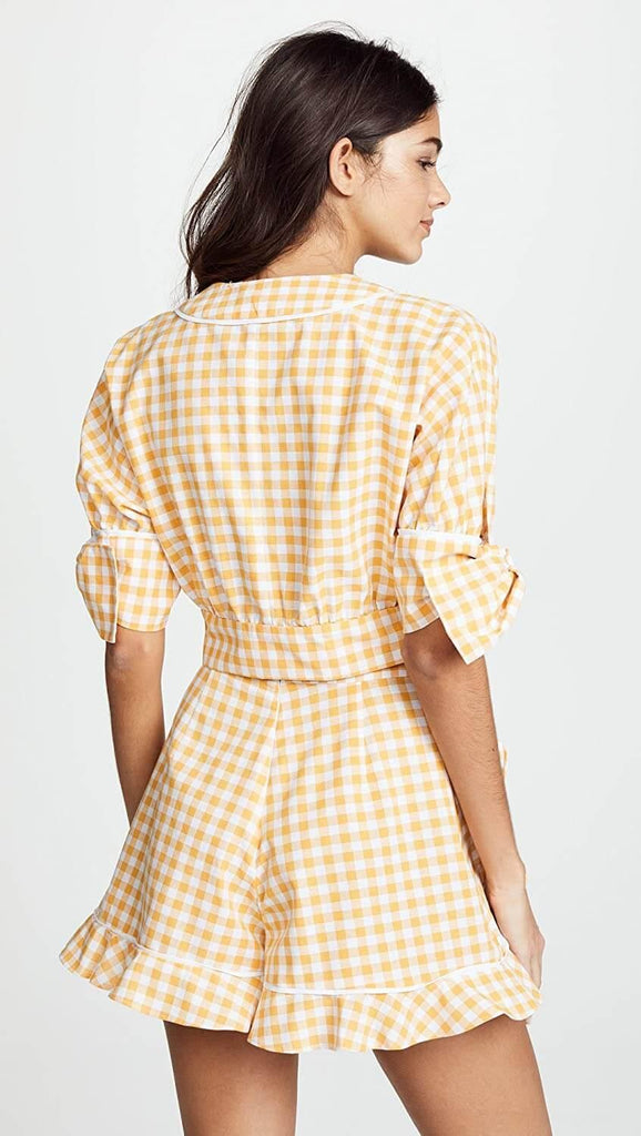 Idyllic Gingham Tie Front Crop Top - The Fifth Label