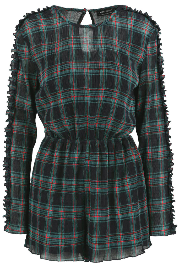Zone Tartan Long Sleeve Playsuit - The Fifth Label