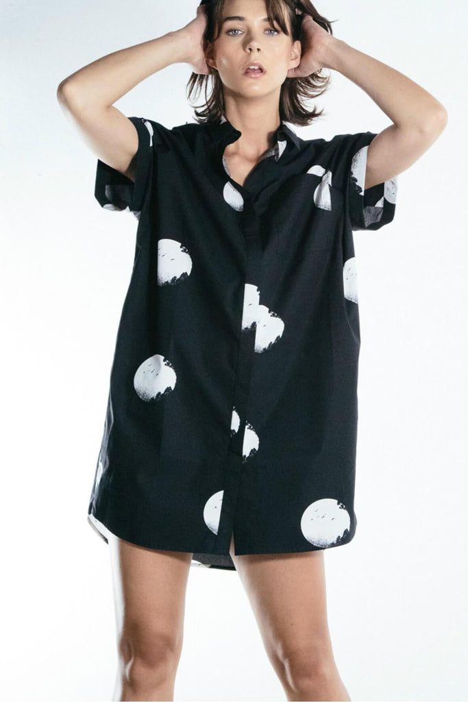 Fly Me To The Moon Shirt Dress - The Rushing Hour