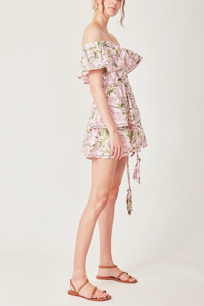 Capri Layer Mini Dress in Floral Pink - Torannce