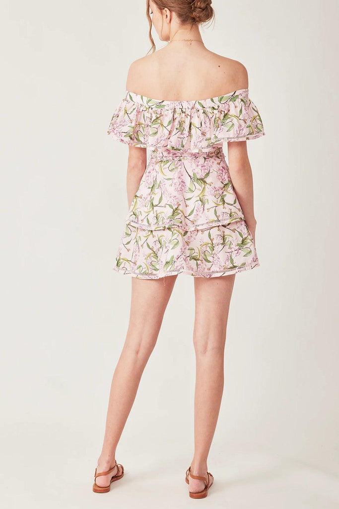 Capri Layer Mini Dress in Floral Pink - Torannce