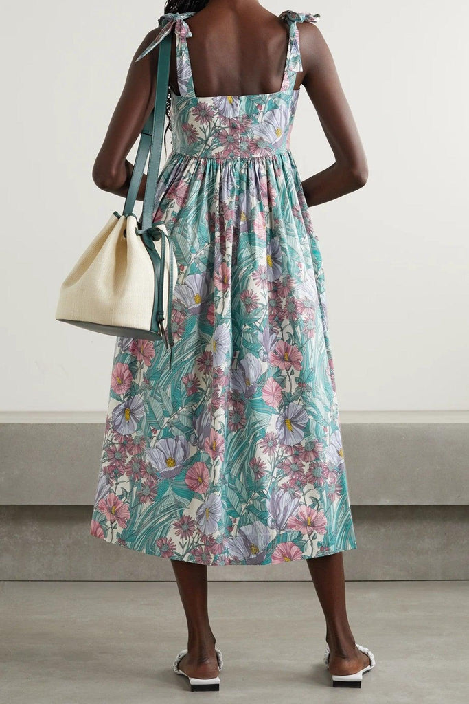 Floral-Print Cotton-Blend Poplin Midi Dress - Tory Burch