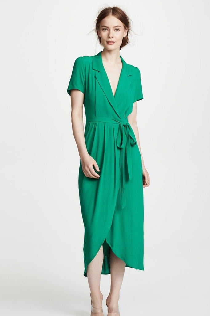 Green V-neck Maxi Wrap Dress - Yumi Kim