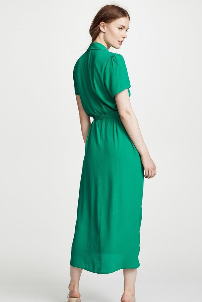Green V-neck Maxi Wrap Dress - Yumi Kim